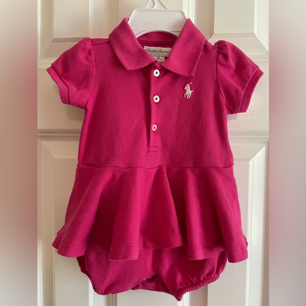 Ralph Lauren Pink Polo Shirt with Peplum Ruffle